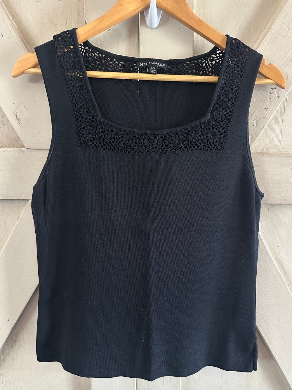 Debbie Morgan Black Lace Trim Knit Tank Top Size L